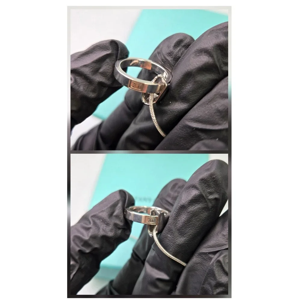Tiffany Co Sterling Silver Atlas Ring Size 5 On Unbranded Chain